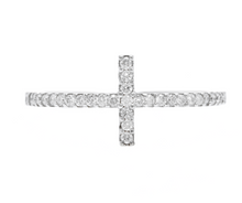 Load image into Gallery viewer, 0.25Ct Natural Diamond 14K Solid White Gold Cross Ring