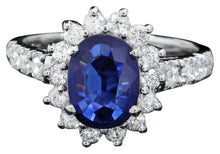 Load image into Gallery viewer, 2.20 Carats Natural Blue Sapphire and Diamond 14K Solid White Gold Ring