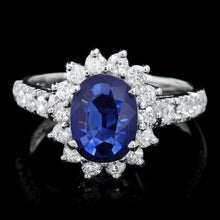 Load image into Gallery viewer, 2.20 Carats Natural Blue Sapphire and Diamond 14K Solid White Gold Ring