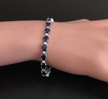 Load image into Gallery viewer, Very Impressive 16.24 Carats Natural Sapphire &amp; Diamond 14K Solid White Gold Bracelet