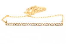 Load image into Gallery viewer, 0.25Ct Stunning 14K Solid Yellow Gold Diamond Bar Necklace