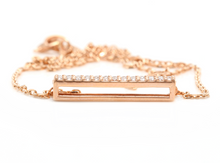 Load image into Gallery viewer, 0.35Ct Stunning 14K Solid Rose Gold Diamond Bar Necklace