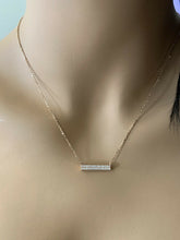 Load image into Gallery viewer, 0.35Ct Stunning 14K Solid Rose Gold Diamond Bar Necklace