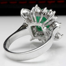Load image into Gallery viewer, 4.06ct Natural Emerald &amp; Diamond 14k Solid White Gold Ring