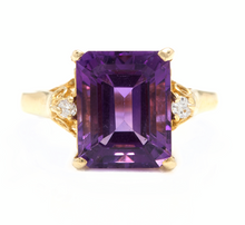 Load image into Gallery viewer, 5.08 Carats Natural Amethyst and Diamond 14k Solid Yellow Gold Ring