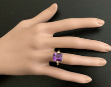 Load image into Gallery viewer, 5.08 Carats Natural Amethyst and Diamond 14k Solid Yellow Gold Ring
