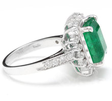 Load image into Gallery viewer, 5.10 Carats Natural Emerald and Diamond 14K Solid White Gold Ring