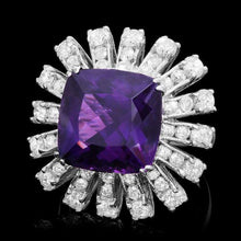 Load image into Gallery viewer, 12.60 Carats Natural Amethyst and Diamond 14K Solid White Gold Ring