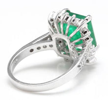Load image into Gallery viewer, 5.10 Carats Natural Emerald and Diamond 14K Solid White Gold Ring