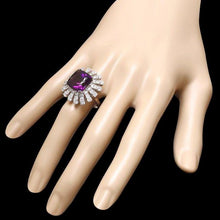 Load image into Gallery viewer, 12.60 Carats Natural Amethyst and Diamond 14K Solid White Gold Ring
