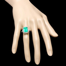 Load image into Gallery viewer, 5.10 Carats Natural Emerald and Diamond 14K Solid White Gold Ring