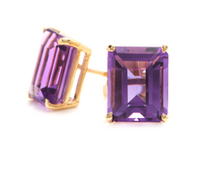 Load image into Gallery viewer, 6.00 Carats Natural Amethyst 14k Solid Yellow Gold Stud Earrings