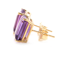 Load image into Gallery viewer, 6.00 Carats Natural Amethyst 14k Solid Yellow Gold Stud Earrings