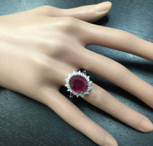 Load image into Gallery viewer, 6.65 Carats Natural Red Ruby and Diamond 14k Solid White Gold Ring