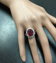 Load image into Gallery viewer, 6.65 Carats Natural Red Ruby and Diamond 14k Solid White Gold Ring