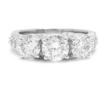 Load image into Gallery viewer, 2.65ct Natural Three Stone Diamond 18k Solid White Gold Ring