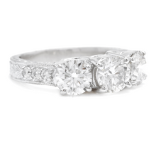 Load image into Gallery viewer, 2.65ct Natural Three Stone Diamond 18k Solid White Gold Ring