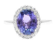 Load image into Gallery viewer, 2.40 Carats Natural Tanzanite and Diamond 14k Solid White Gold Ring