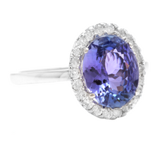 Load image into Gallery viewer, 2.40 Carats Natural Tanzanite and Diamond 14k Solid White Gold Ring
