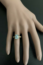 Load image into Gallery viewer, 3.20 Carats Natural Aquamarine and Diamond 14k Solid Yellow Gold Ring