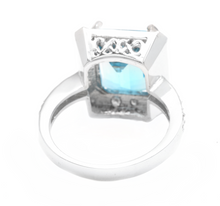 Load image into Gallery viewer, 6.60 Carats Natural Swiss Blue Topaz &amp; Diamond 14k Solid White Gold Ring