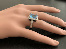 Load image into Gallery viewer, 6.60 Carats Natural Swiss Blue Topaz &amp; Diamond 14k Solid White Gold Ring