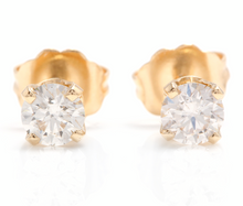 Load image into Gallery viewer, 1.00ct Natural Diamond 14k Solid Yellow Gold Stud Earrings