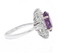 Load image into Gallery viewer, 5.20 Carats Natural Amethyst and Diamond 14k Solid White Gold Ring