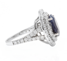 Load image into Gallery viewer, 7.90ct Natural Blue Sapphire &amp; Diamond 14k Solid White Gold Ring