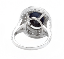 Load image into Gallery viewer, 7.90ct Natural Blue Sapphire &amp; Diamond 14k Solid White Gold Ring