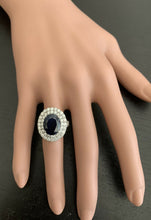 Load image into Gallery viewer, 7.90ct Natural Blue Sapphire &amp; Diamond 14k Solid White Gold Ring