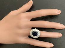 Load image into Gallery viewer, 7.90ct Natural Blue Sapphire &amp; Diamond 14k Solid White Gold Ring