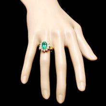 Load image into Gallery viewer, 4.20ct Natural Emerald &amp; Diamond 18k Solid Yellow Gold Ring