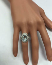 Load image into Gallery viewer, 6.00 Carats Natural Aquamarine and Diamond 14k Solid White Gold Ring