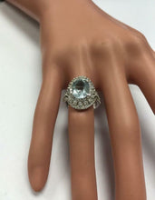 Load image into Gallery viewer, 6.00 Carats Natural Aquamarine and Diamond 14k Solid White Gold Ring