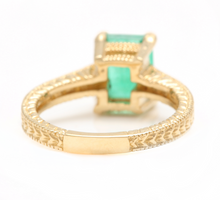 Load image into Gallery viewer, 3.00ct Natural Emerald &amp; Diamond 14k Solid Yellow Gold Ring