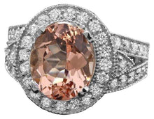 Load image into Gallery viewer, 6.20 Carats Natural Morganite and Diamond 14K Solid White Gold Ring