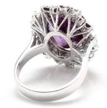 Load image into Gallery viewer, 9.10 Carats Exquisite Natural Amethyst and Diamond 14K Solid White Gold Ring