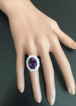 Load image into Gallery viewer, 9.10 Carats Exquisite Natural Amethyst and Diamond 14K Solid White Gold Ring