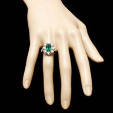 Load image into Gallery viewer, 4.40ct Natural Emerald &amp; Diamond 14k Solid White Gold Ring