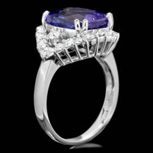Load image into Gallery viewer, 6.70 Carats Natural Tanzanite and Diamond 14k Solid White Gold Ring