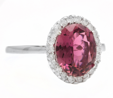 Load image into Gallery viewer, 2.35 Carats Natural Tourmaline and Diamond 14k Solid White Gold Ring