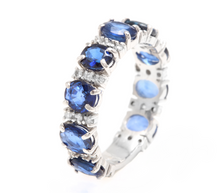 Load image into Gallery viewer, 4.90ct Natural Blue Sapphire &amp; Diamond 14k Solid White Gold Ring