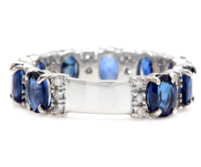 Load image into Gallery viewer, 4.90ct Natural Blue Sapphire &amp; Diamond 14k Solid White Gold Ring