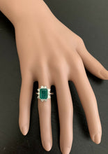 Load image into Gallery viewer, 4.00ct Natural Emerald &amp; Diamond 14k Solid White Gold Ring