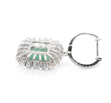 Load image into Gallery viewer, 9.45 Carats Natural Emerald and Diamond 14k Solid White Gold Earrings