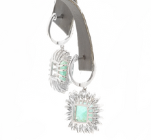 Load image into Gallery viewer, 9.45 Carats Natural Emerald and Diamond 14k Solid White Gold Earrings
