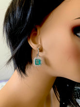 Load image into Gallery viewer, 9.45 Carats Natural Emerald and Diamond 14k Solid White Gold Earrings