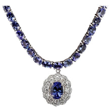 Load image into Gallery viewer, 44.40ct Natural Tanzanite &amp; Diamond 14k Solid White Gold Necklace