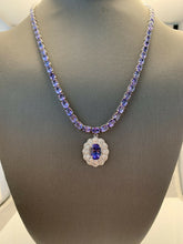 Load image into Gallery viewer, 44.40ct Natural Tanzanite &amp; Diamond 14k Solid White Gold Necklace